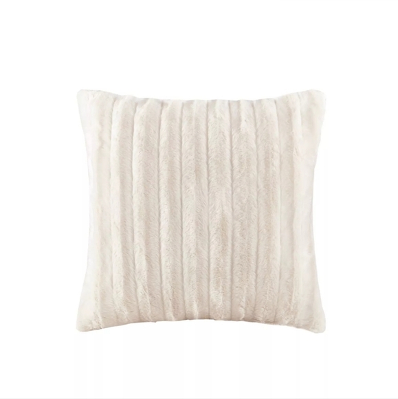 Madison Park 20"x20" Oversize York Faux Fur Square Throw Pillow Ivory - Picture 1 of 4